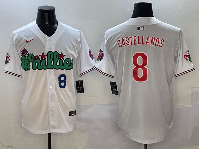 Men Philadelphia Phillies #8 Castellanos White three generations Joint Name Nike 2025 MLB Jersey style 3